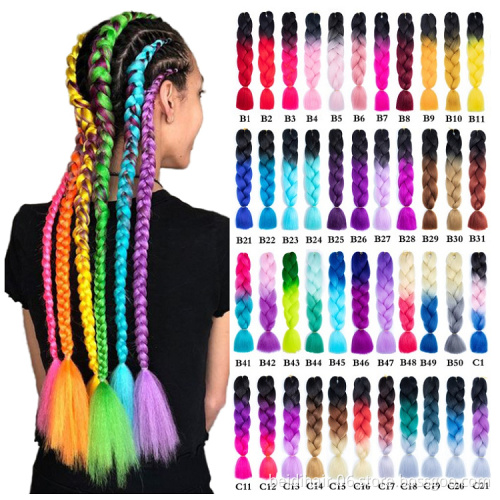 African Synthetic Hair For Braids Extensions Fibre Jumbo Hair Braid Color Pre-Stretched Synthetic Braiding Hair